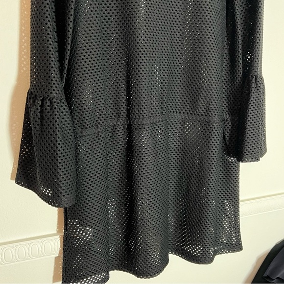 CALVIN KLEIN black sheer mesh swimsuit coverup bell sleeves large - Picture 6 of 11